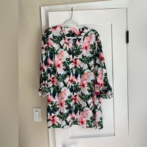 Vince Camuto Floral Print Women's Top Blouse Wedding Vacation Size 3X